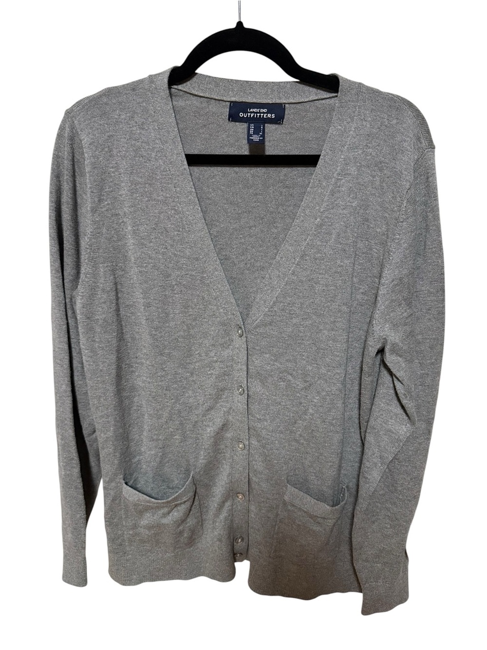 Lands' End Gray Knit Cardigan